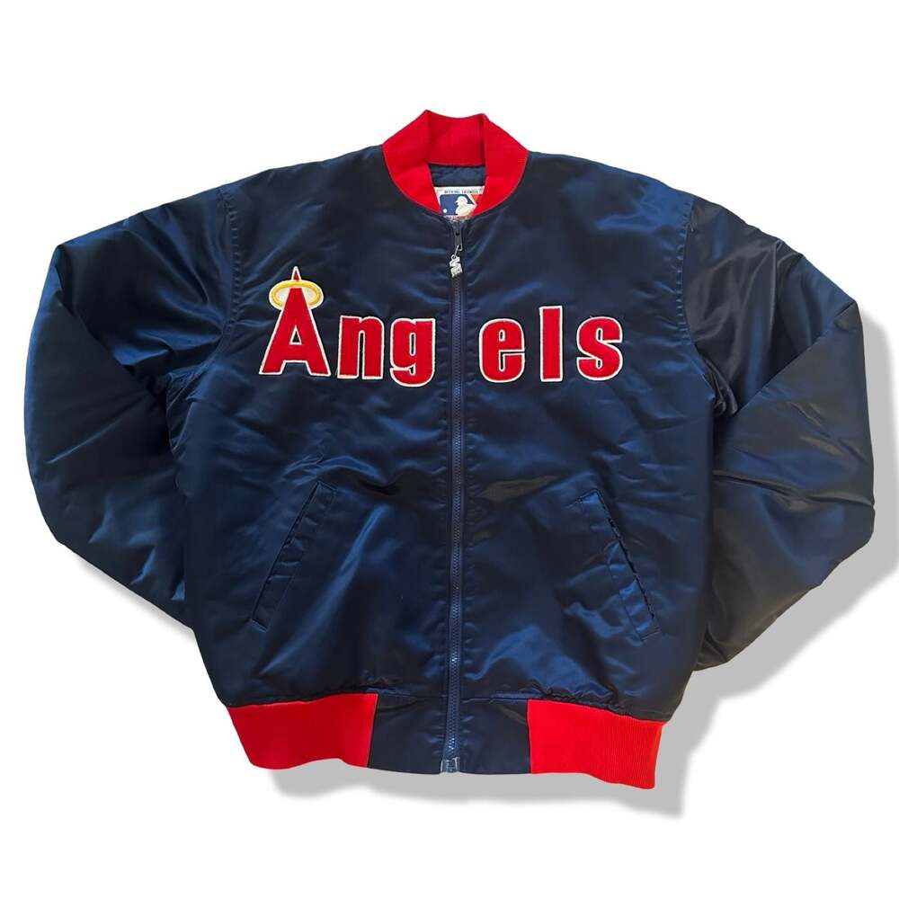 NWOT Vintage 80s Angels Starter Satin Full-Zip Bomber Jacket Size L